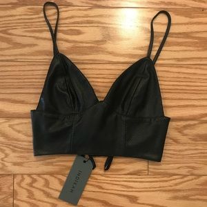 Black Perforated Leather Crop Tank